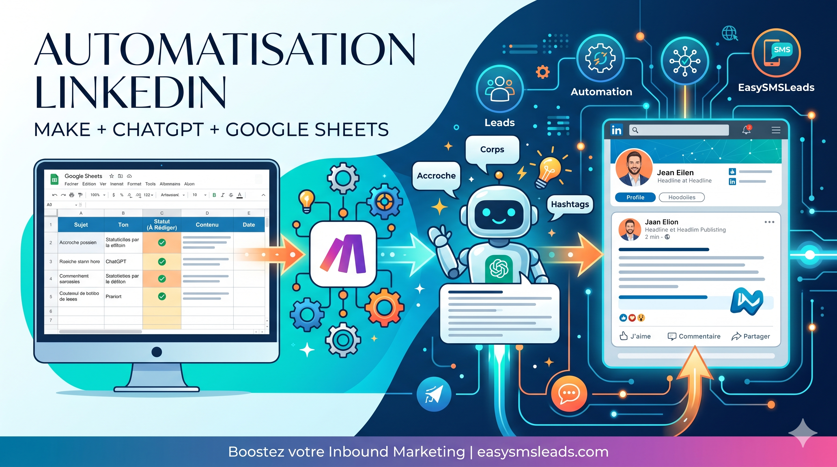 Comment automatiser vos publications LinkedIn avec Make, ChatGPT et Google Sheets
